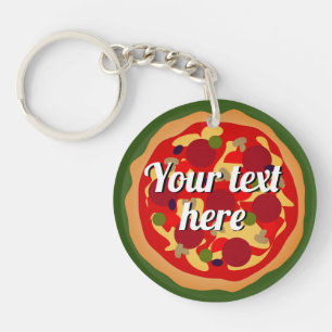 Rond Italiaans pepperoni pizza gepersonaliseerd Sleutelhanger