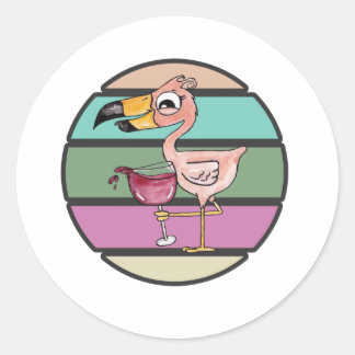 Rond It's 5 O'clock Somewhere Pink Flamingo Sticker