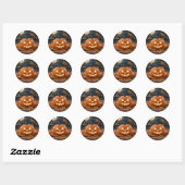 Rond Jack O Lantern Halloween custom name sticker (Feuille)