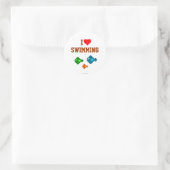 Rond J'ADORE NAGER avec les poissons Sticker (Sac)