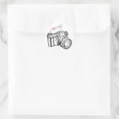 Rond J'ai le coeur mon Camera Sticker - Noir & Blanc (Sac)
