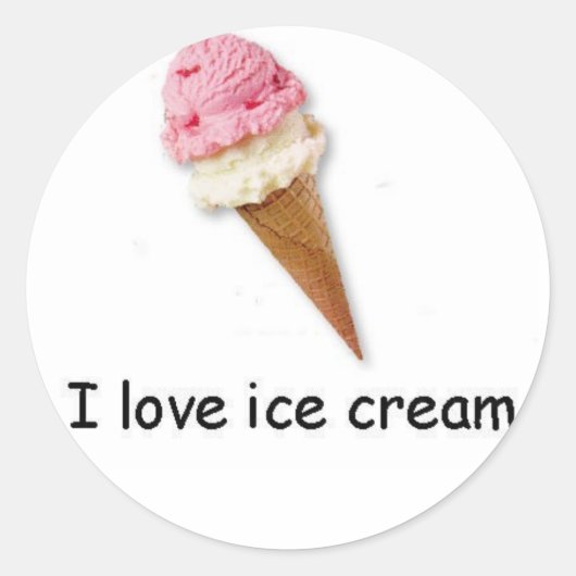 Rond J'aime crème glacée Sticker à cône double trempe (Devant)