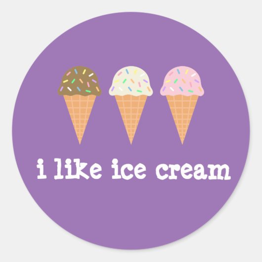 Rond j'aime la crème glacée Sticker (Devant)