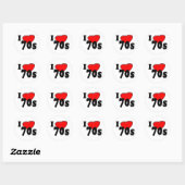 Rond J'aime les années 70 Sticker (Feuille)