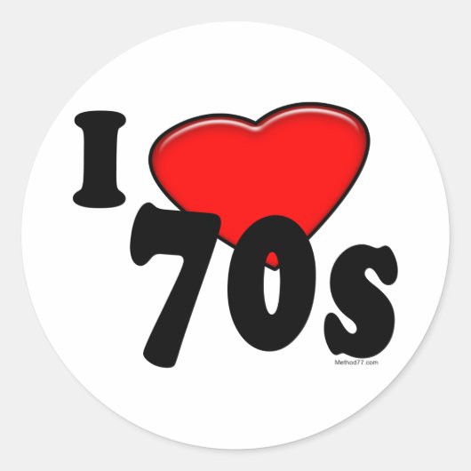 Rond J'aime les années 70 Sticker (Devant)