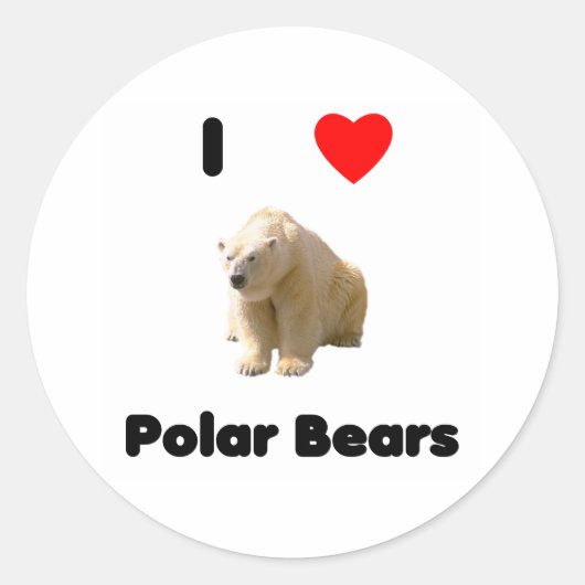 Rond J'aime les ours polaires Sticker (Devant)