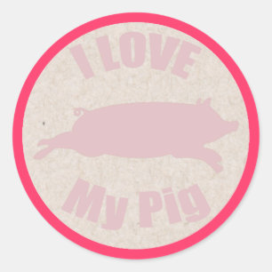 Rond J'Aime Mon Sticker De Cochon