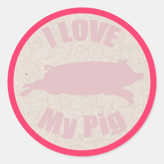 Rond J'Aime Mon Sticker De Cochon (Devant)