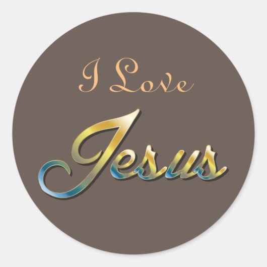 Rond J'aime Sticker Brown Jésus (Devant)