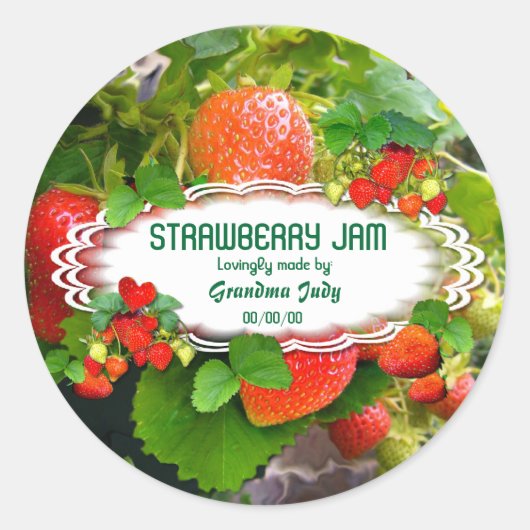 Rond Jam aux fraises ~ Sticker ovale #3 (Devant)