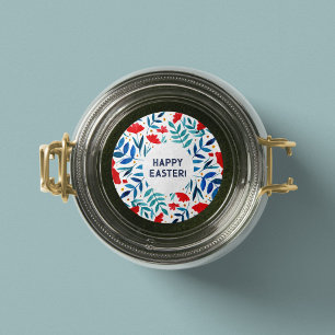 Rond Jardin magique - Sticker de Pâques rouge et turquo