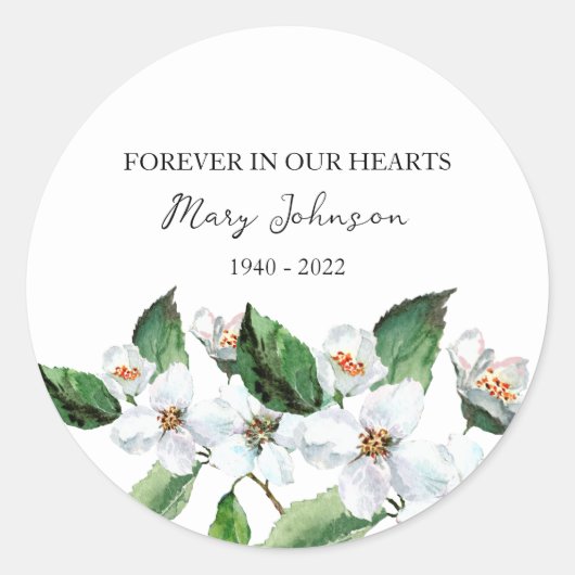 Rond Jasmine Memorial Funeral Classic Round Sticker (Devant)