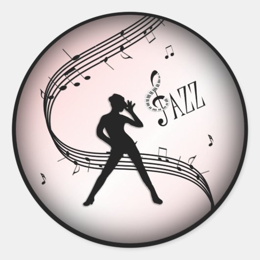 Rond Jazz Dance Pink Music Classic Round Sticker (Devant)