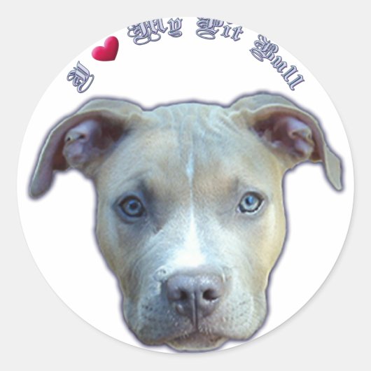 Rond Je Coeur Mon Sticker Taureau Pit (Devant)