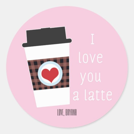 Rond JE VOUS AIME UN Sticker Fête des Valentines LATTE (Devant)
