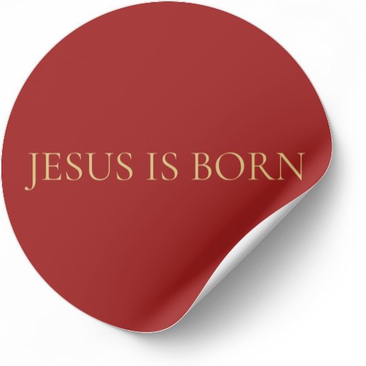 Rond JESUS IS BORN Red Minimal Christmas Sticker #4 