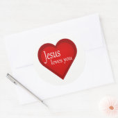 Rond Jésus Vous Aime Coeur Sticker Affirmatif (Enveloppe)