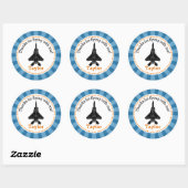 Rond Jet Plane Favor Sticker (Boys Birthday Party) (Feuille)