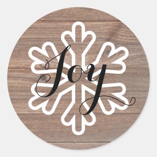 Rond Joie de flocon de neige en bois rustique - Sticker (Devant)