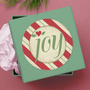 Rond Joie Sticker de Noël - Bandes rouges et vertes