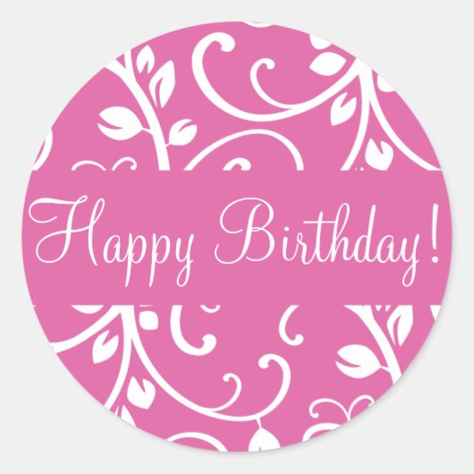 Rond Joli Anniversaire Floral Vine Enveloppe Sticker (Devant)