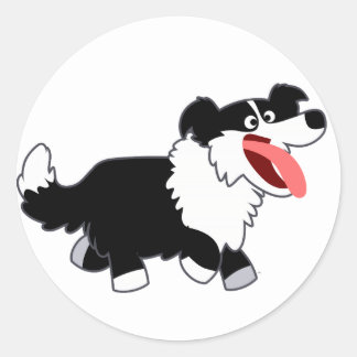 Rond Joli Cartoon Bordure Collie Sticker