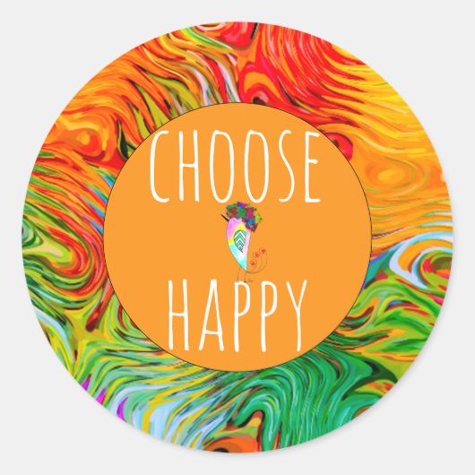 Rond Joli et coloré Choisir Happy Sticker (Devant)