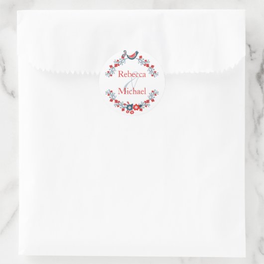 Rond Joli Oiseau et Sticker Floral (Sac)