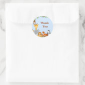Rond Joli Safari Jungle Animaux Garçon Merci Sticker (Sac)