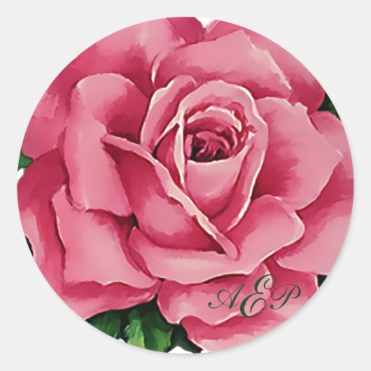 Rond Joli Sticker Rose Floral / Enveloppe Sceau (Devant)