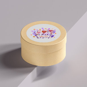 Rond Jolie fleurs de doodles rétro Sticker de Pâques