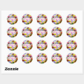 Rond Jolies Pansies Avec Sticker Classic Round Love (Feuille)