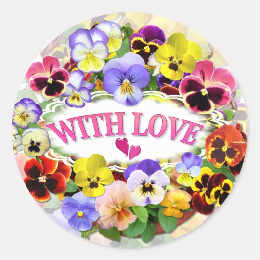 Rond Jolies Pansies Avec Sticker Classic Round Love (Devant)