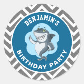 Rond Jote Shark Anniversaire Fête Favoriser Sticker (Devant)