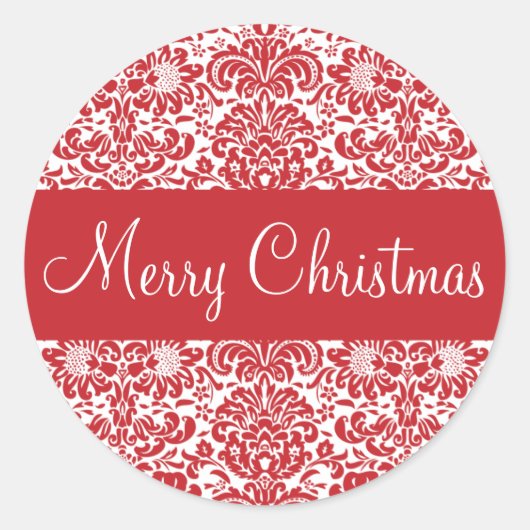 Rond Joy Noël Damask Enveloppe Sticker Sticker (Devant)
