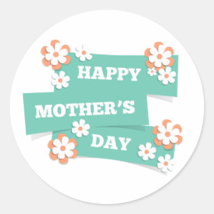 Rond Joyeuse Fête des Mères Florale   Sticker