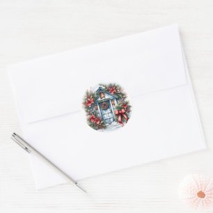 Rond Joyeuses fêtes Sticker Vector 2D Wreath de Noël