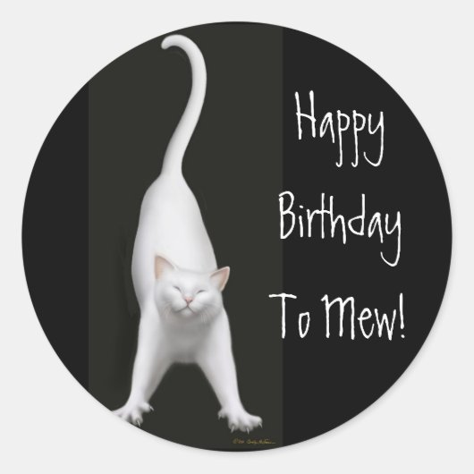 Rond Joyeux Anniversaire à Mew Cat Sticker (Devant)