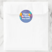 Rond Joyeux Anniversaire Bleu foncé Ballons Sticker (Sac)