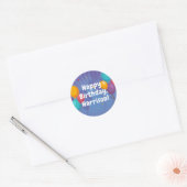 Rond Joyeux Anniversaire Bleu foncé Ballons Sticker (Enveloppe)