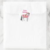Rond Joyeux Anniversaire Pink Parade Sticker à cheval (Sac)