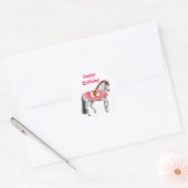 Rond Joyeux Anniversaire Pink Parade Sticker à cheval (Enveloppe)