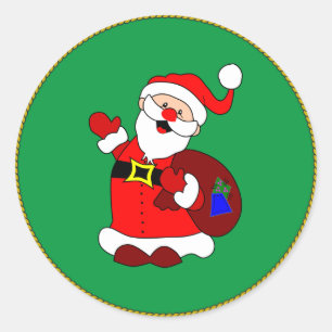 Rond Joyeux Noël de Père Noël Classic Round Sticker