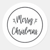 Rond Joyeux Noël moderne | Sticker noir et blanc (Devant)