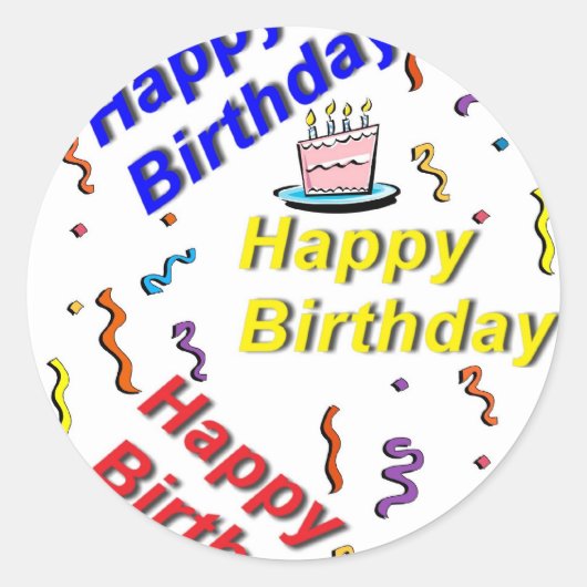 Rond Joyeux Sticker au gâteau d'anniversaire (Devant)