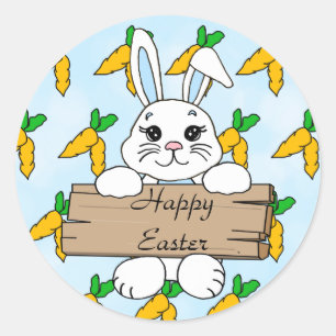 Rond Joyeux Sticker Bunny Pâques