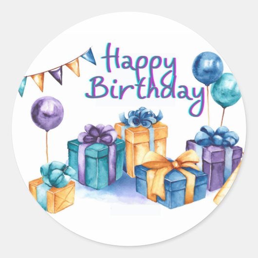 Rond Joyeux Sticker d'anniversaire (Devant)