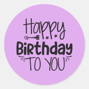 Rond Joyeux Sticker d'anniversaire sur violet