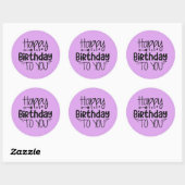 Rond Joyeux Sticker d'anniversaire sur violet (Feuille)