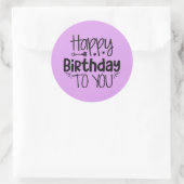Rond Joyeux Sticker d'anniversaire sur violet (Sac)